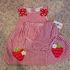 Red Gingham Strawberry Kids Matching Set